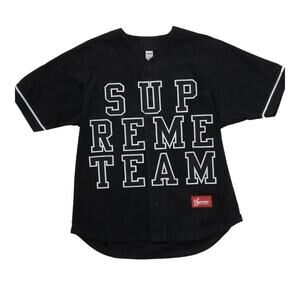 Supreme FW22 Denim Baseball Jersey Black Size Large New‎